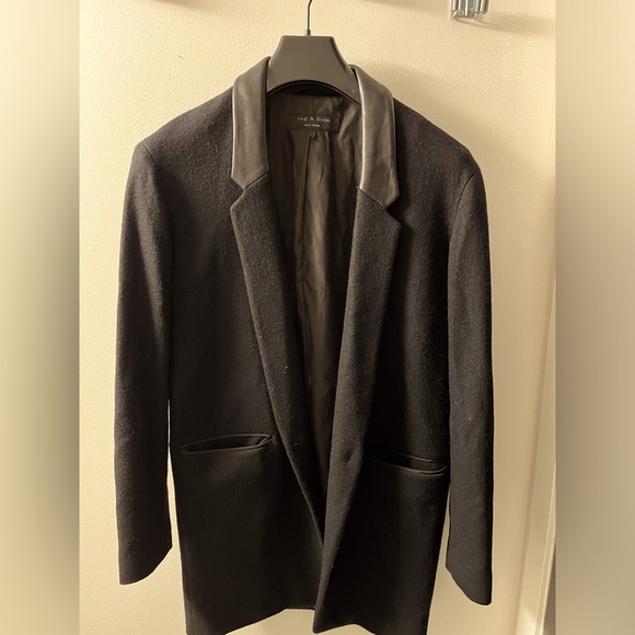 Rag and Bone Wool Coat with Leather Collar - Picture 1 of 3